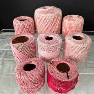 Crochet Thread 8 Assorted Pink Spools Mary Maxium Heritage Sz 10 Vintage